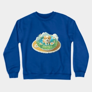 Puppies over Flowers Crewneck Sweatshirt